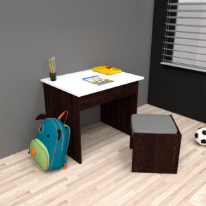 Treezer Kids Study Table Quilted Stool Set with Extra Storage Colour